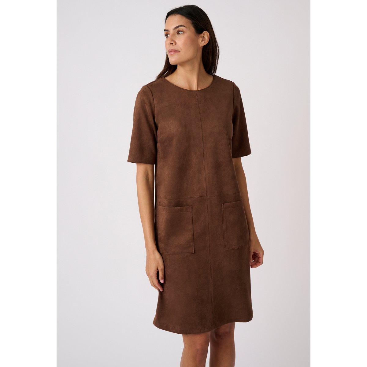 Robe droite suédine marron, DAMART