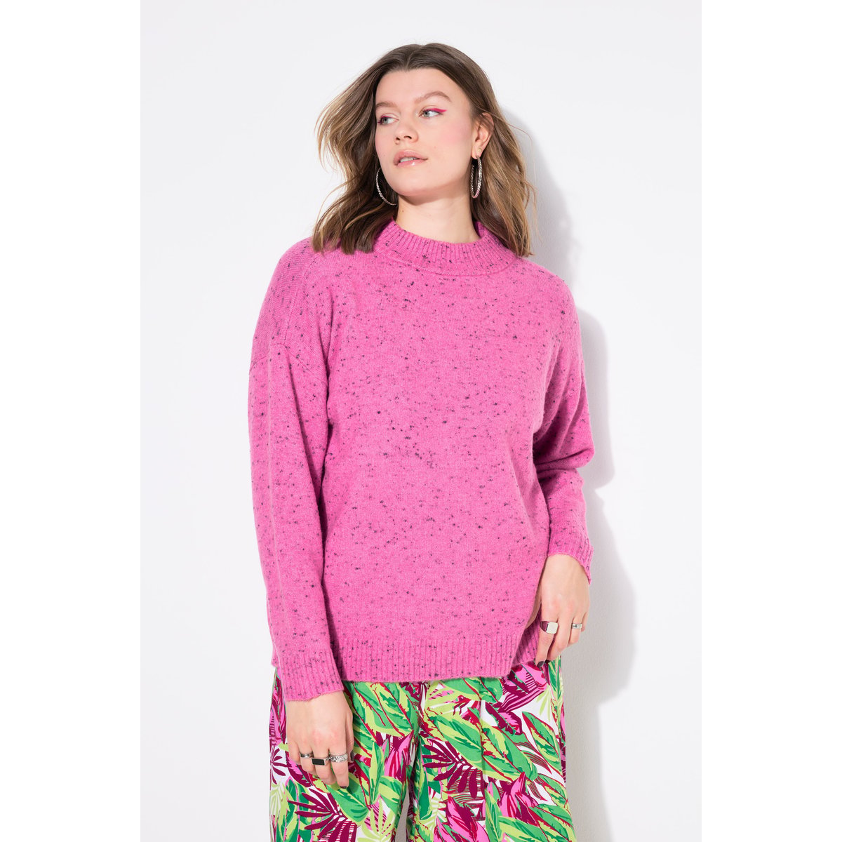 Pull oversize, maille chinée rose pâle, STUDIO UNTOLD