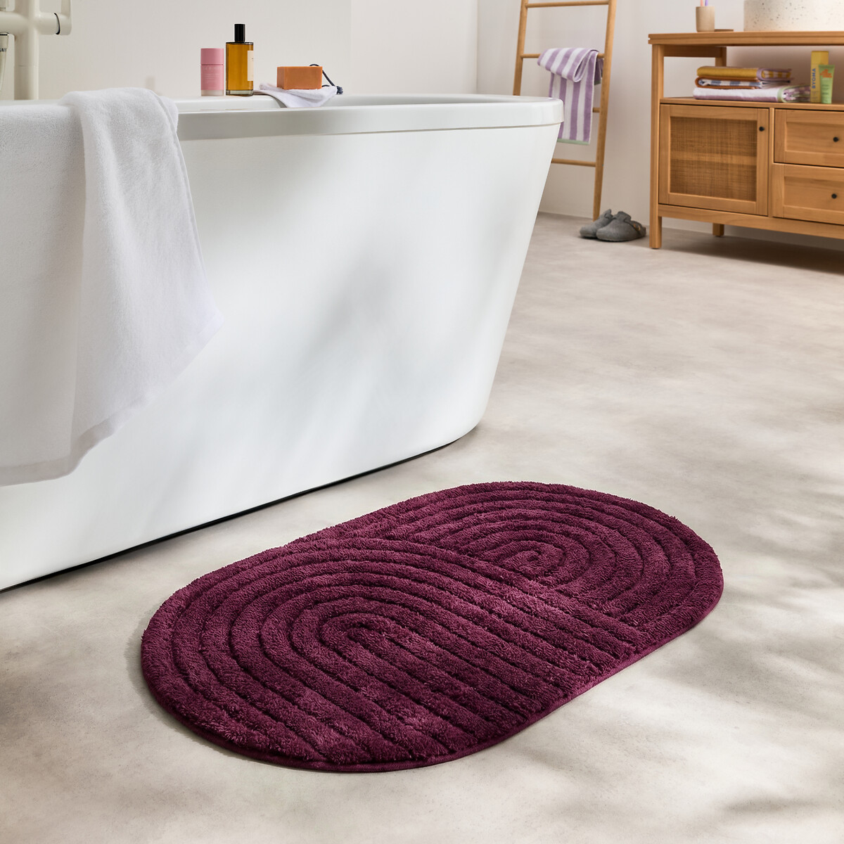 Tappeto da bagno, cotone riciclato tufté, Simeas prugna, LA REDOUTE INTERIEURS