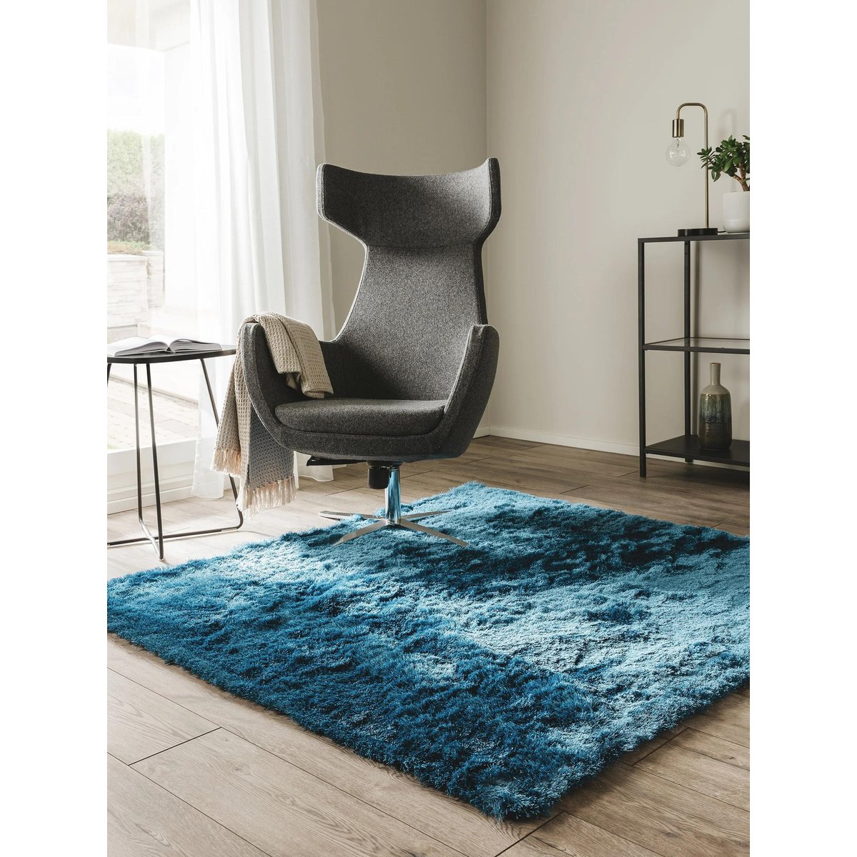 Tapis à poils longs WHISPER bleu, BENUTA 