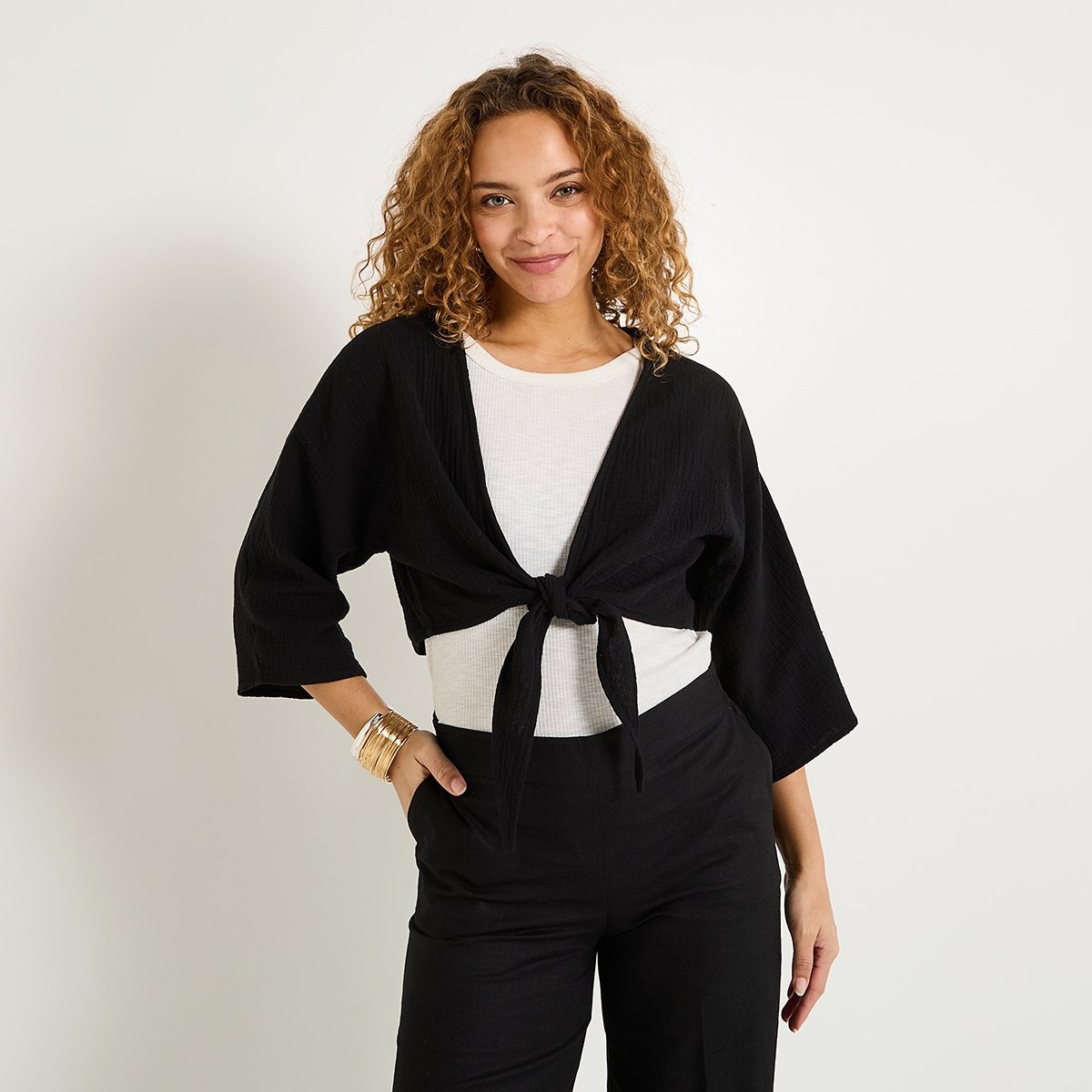 Chemise à nouer noir, GRAIN DE MALICE