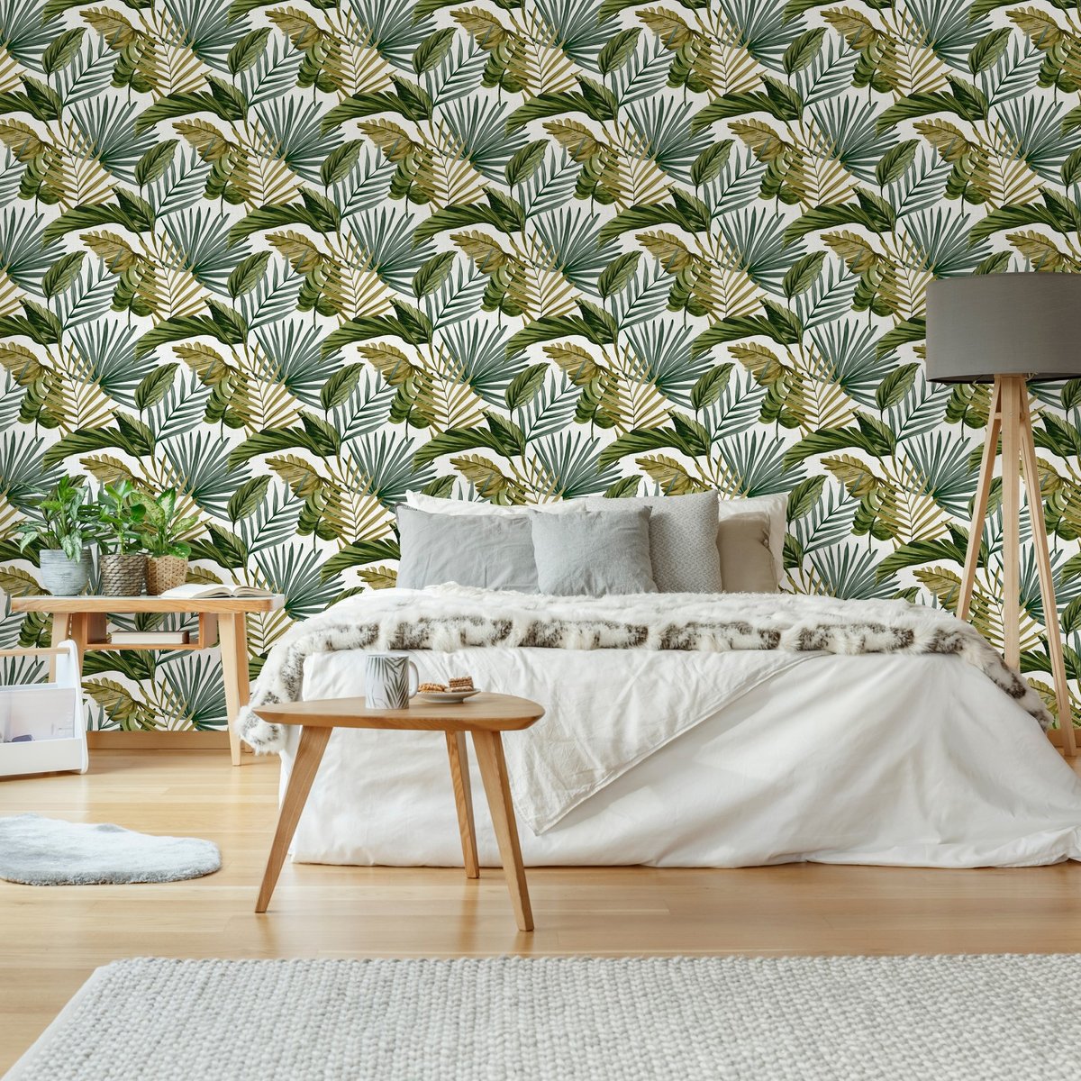 Papier peint Flow Tropical vert, ocre, WOW