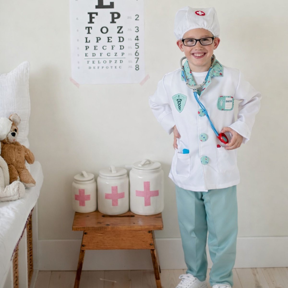 Déguisement enfant docteur avec accessoires blanc, GREAT PRETENDERS