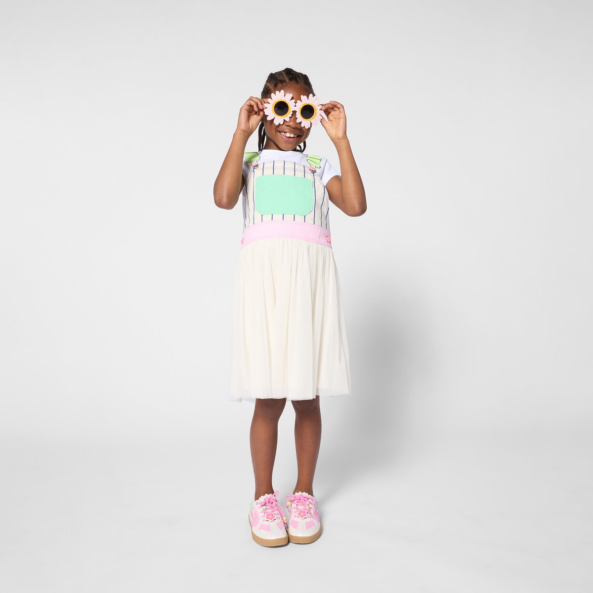 Robe salopette blanc bleu, BILLIEBLUSH