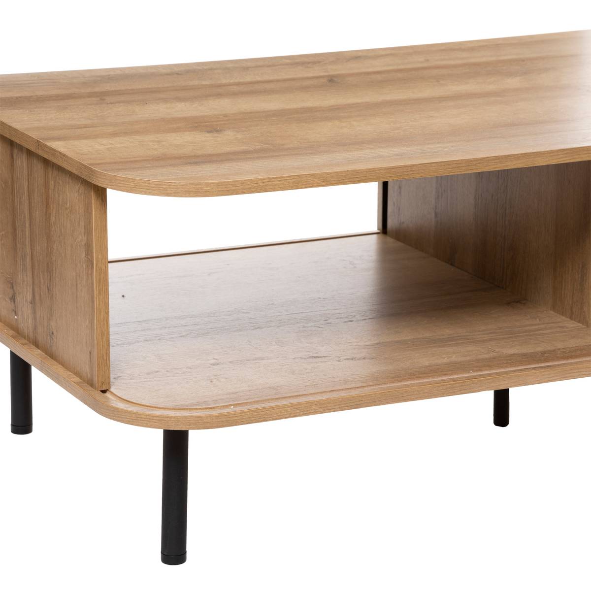 Table basse 2 portes coulissantes effet chêne COLVA beige, ATMOSPHERA