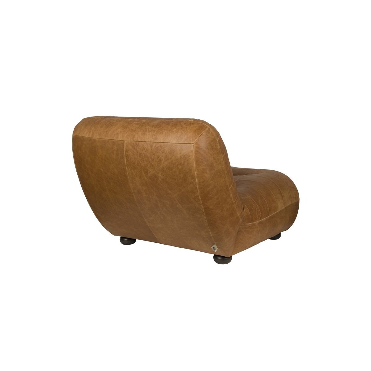 Fauteuil design en cuir, classique, WYATT marron, DUTCHBONE