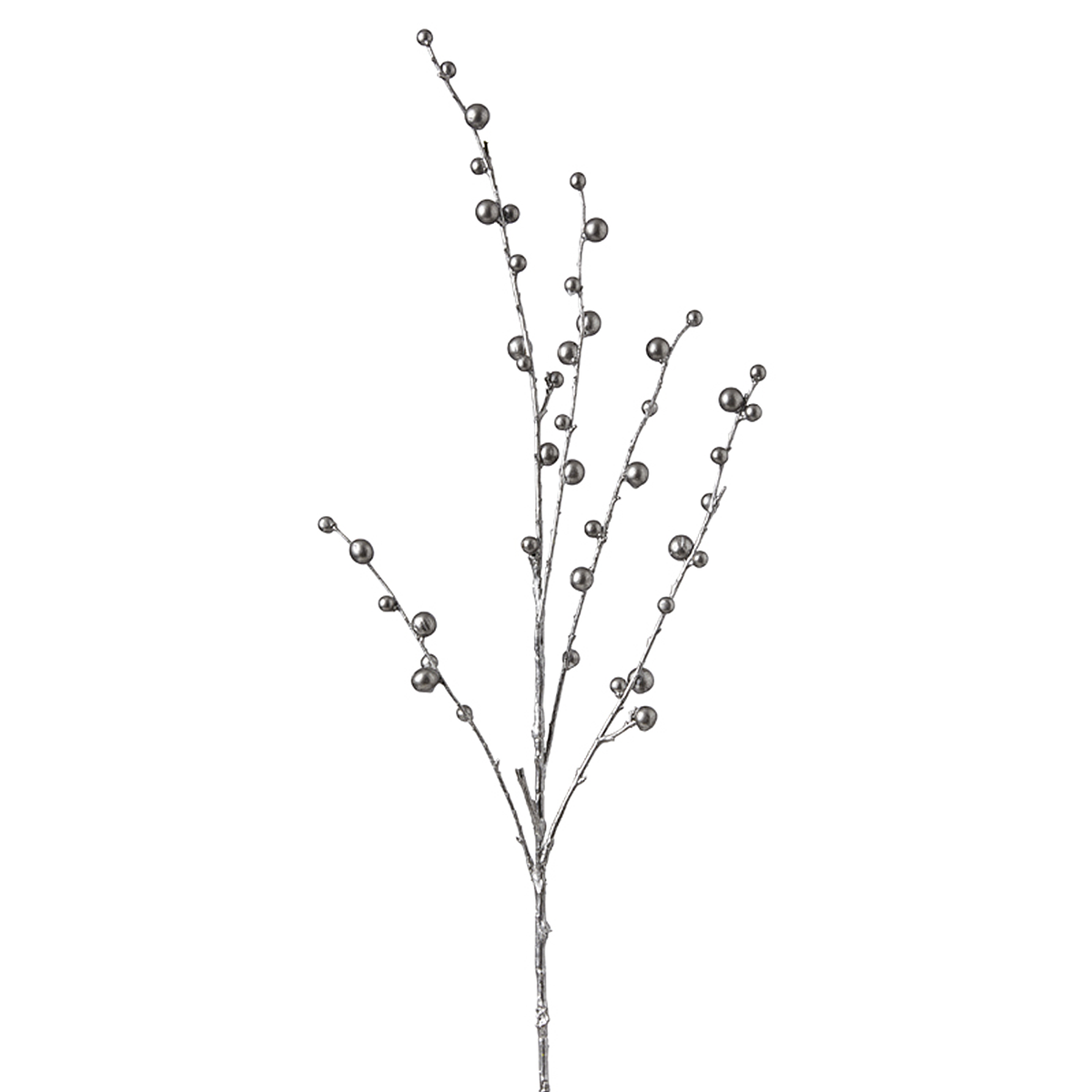 Branche de baies artificielles métalliques H80 argenté, SIA DECO
