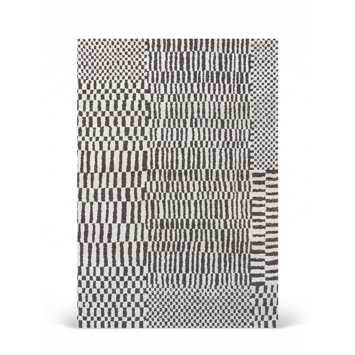 Tapis tissé plat moderne STRUCTURES noir, NOVATREND