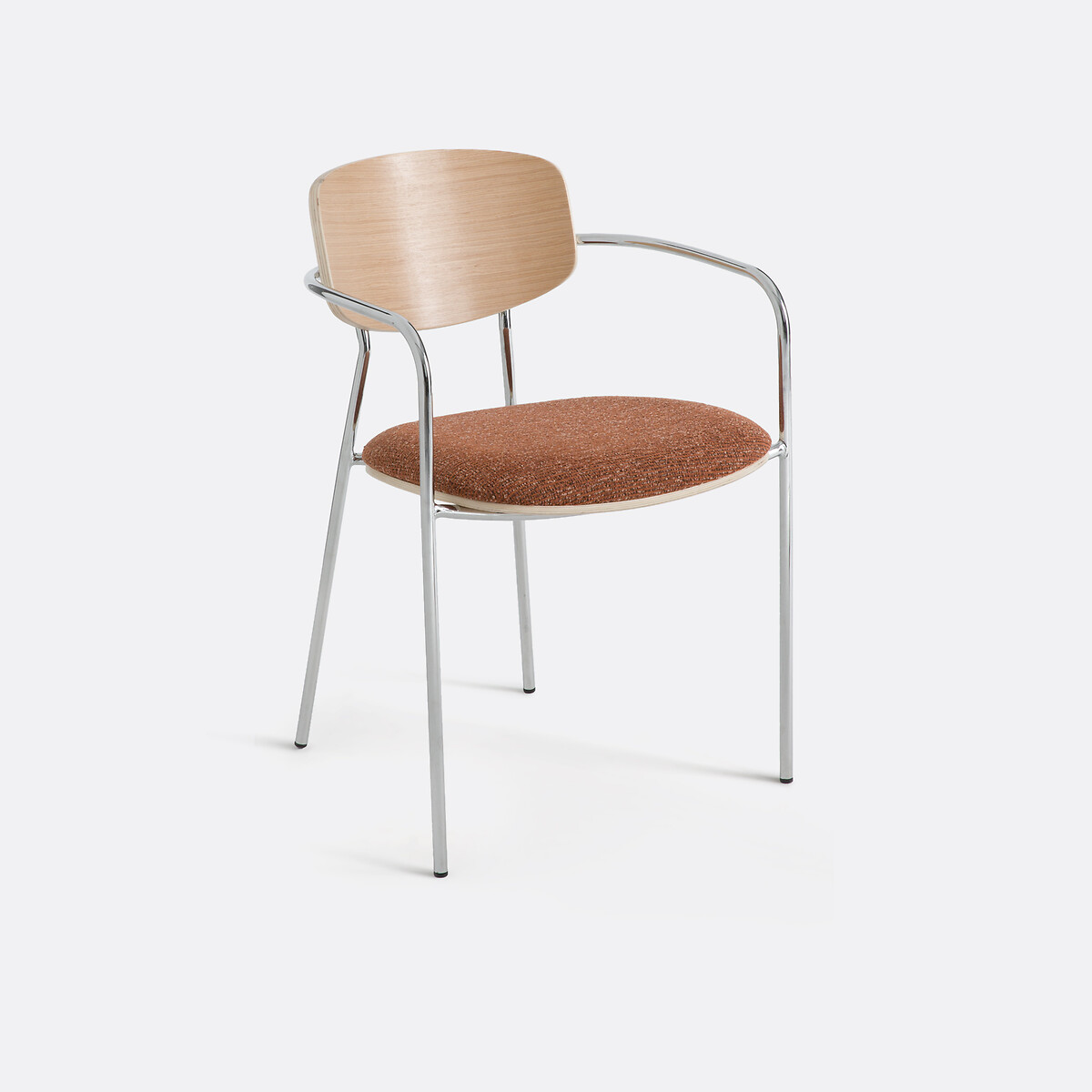 Fauteuil de table chrome et bois, AVINO rouge multicolore, LA REDOUTE INTERIEURS