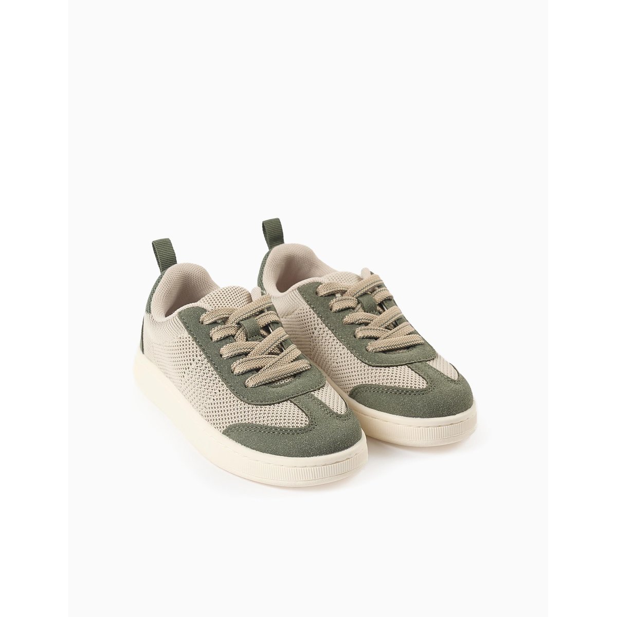 Baskets avec détails en maille et lacets beige clair, ZIPPY
