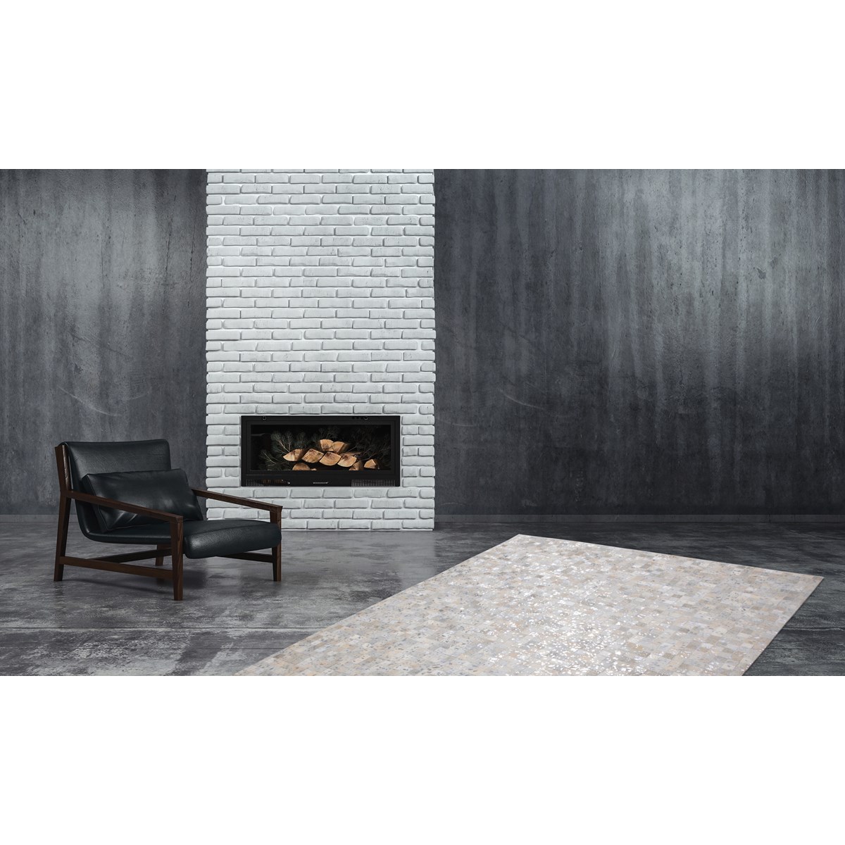 Tapis salon et chambre moderne cuir véritable ALMEIDA gris, NOVATREND
