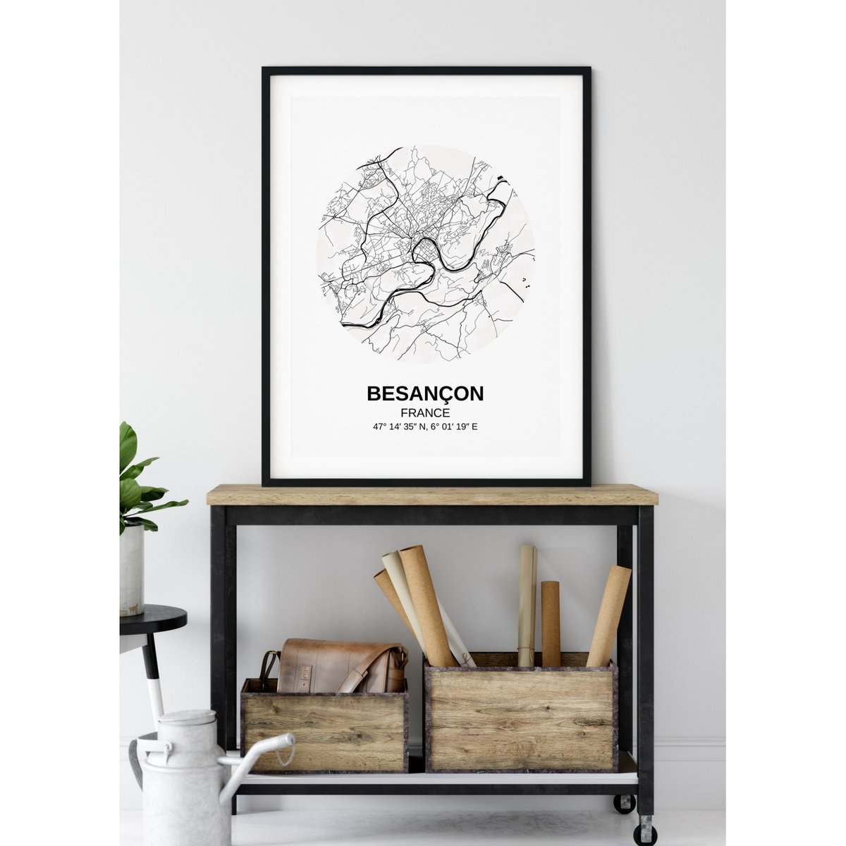 Affiche Carte Besançon blanc, L'AFFICHERIE