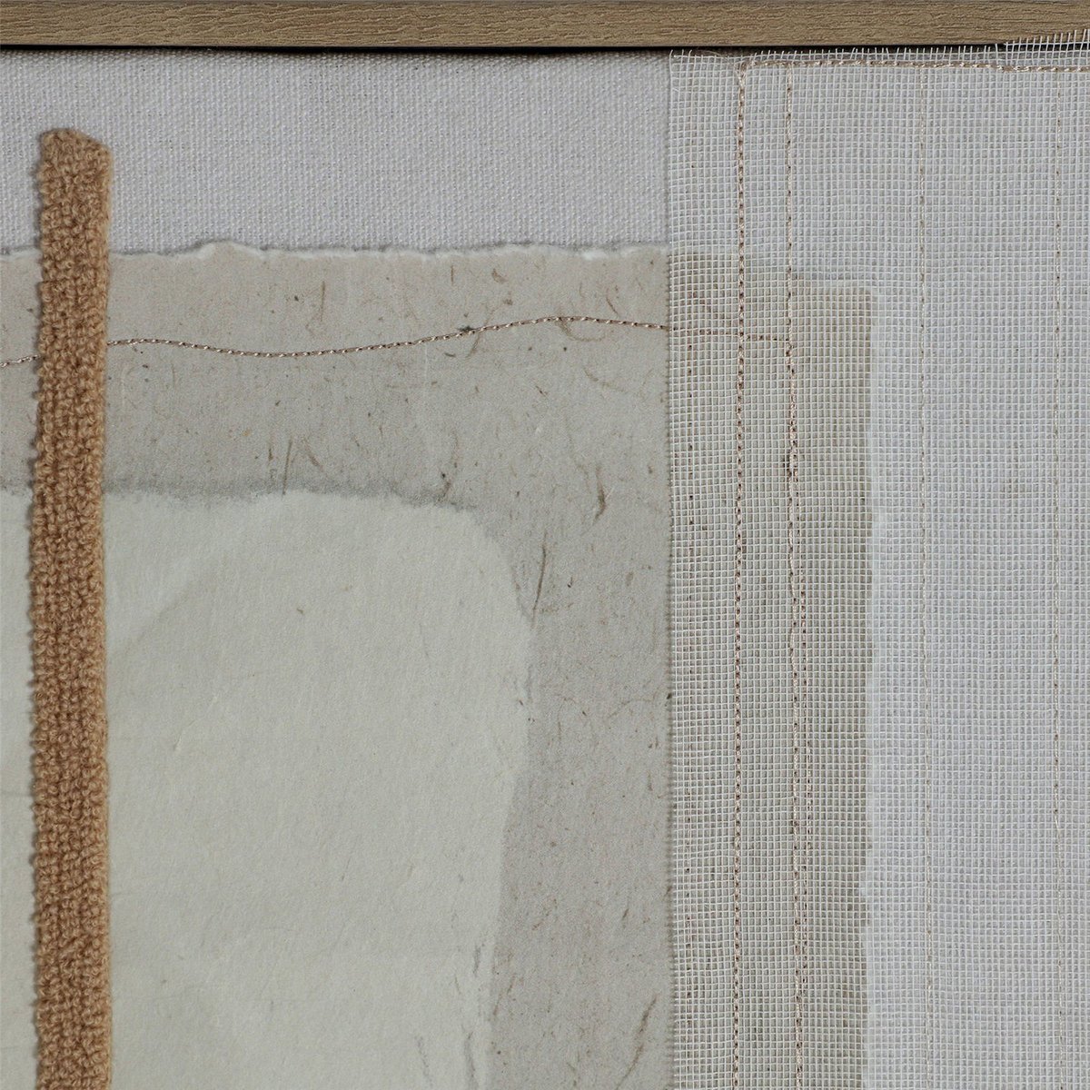 Lot de 2 tableaux abstraits contemporains marron chaud et lin blanc, RECOLLECTION