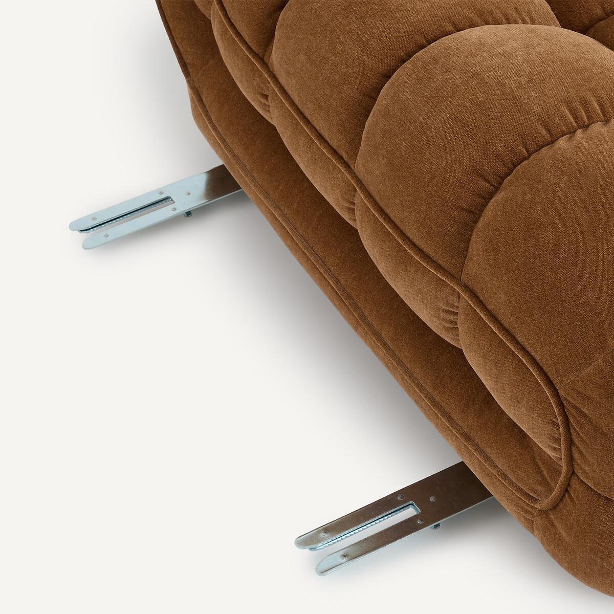 Repose-pieds modulable, capitonné, en velours, JUD caramel, AM.PM