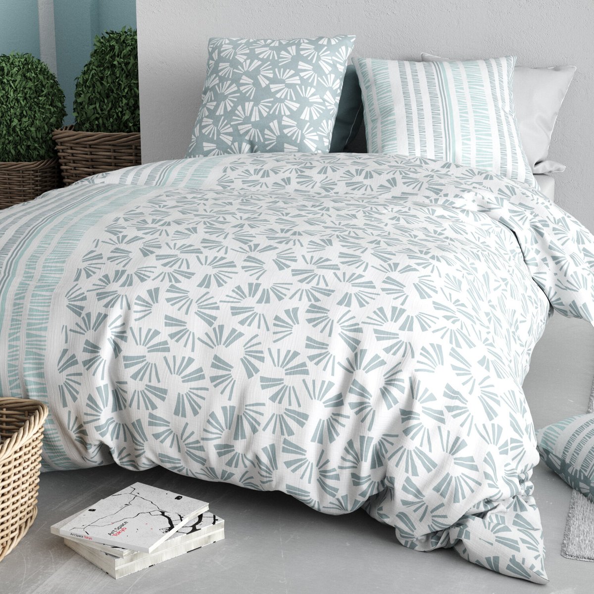 Parure housse de couette en coton imprimée, Rossi multicolore, ATELIER DU COTON