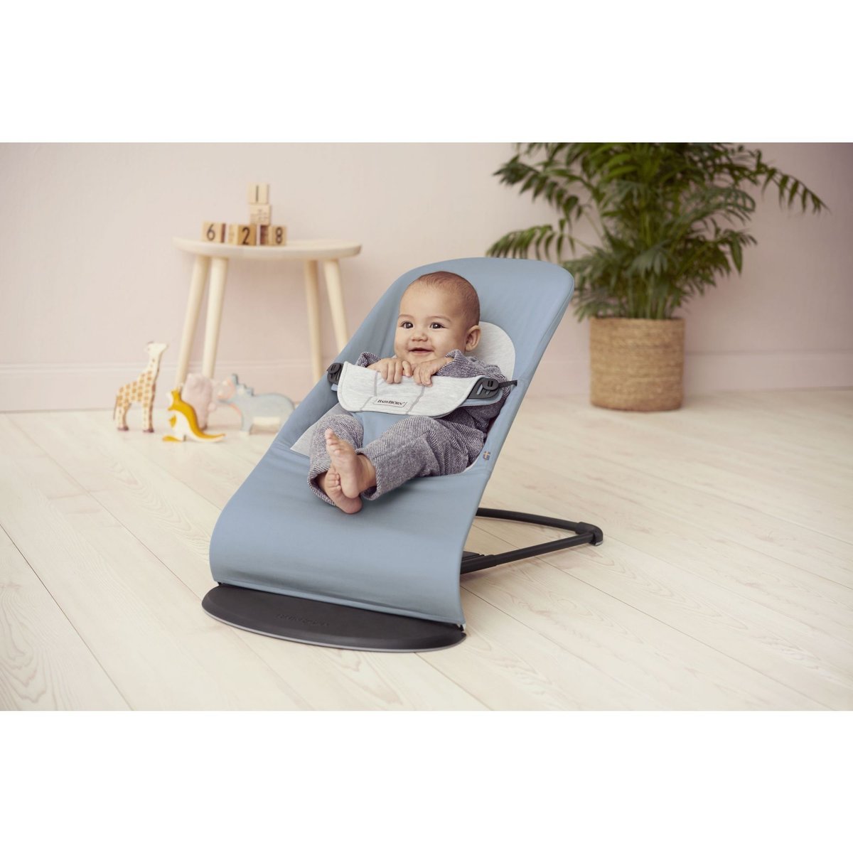 Transat bébé Balance Soft Coton et jersey bleu, BABYBJORN