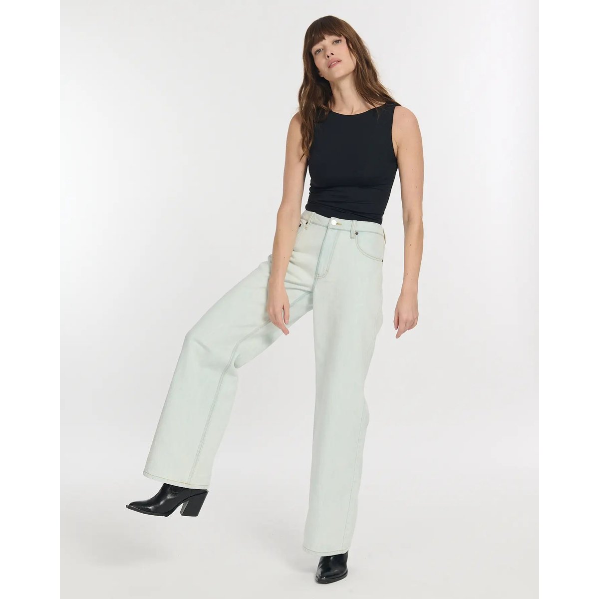 Jeans large taille moyenne long blue-ish white, LABDIP