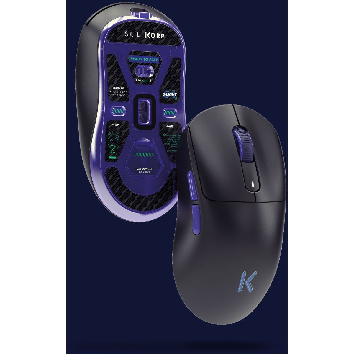 Souris Gamer Sans Fil M20 Noir Ultimate 1K couleur unique, SKILLKORP