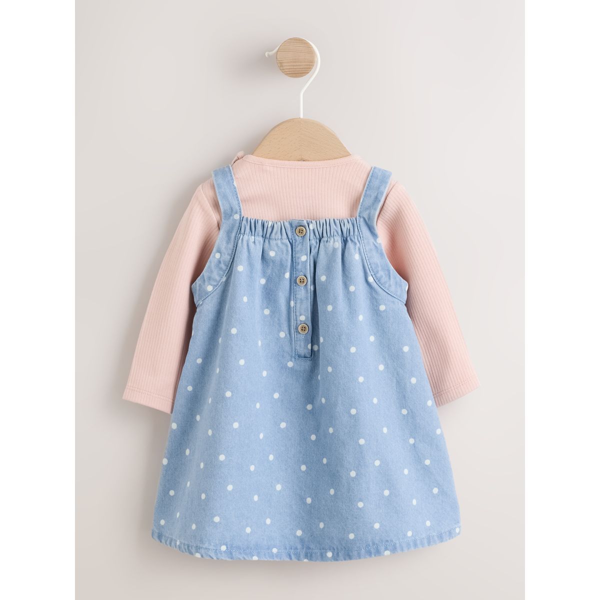 Robe chasuble bébé, body et collants, 3 pcs pois en denim, NEXT