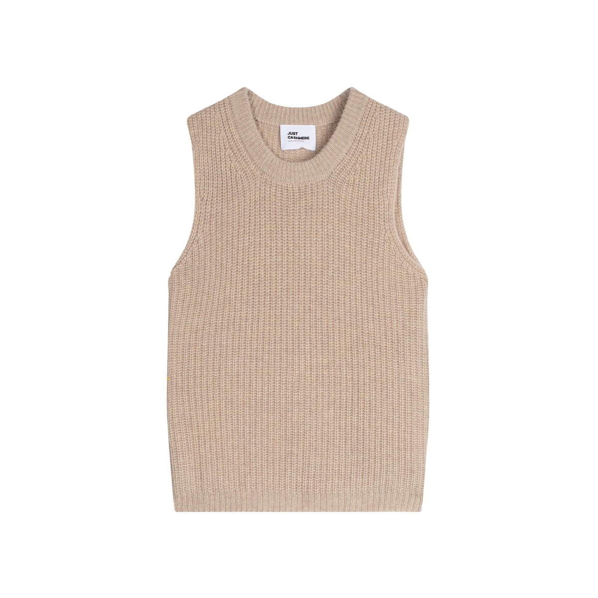 Débardeur Col Rond 6 Fils Camel Clair Chiné Dampa marron clair chiné, JUST CASHMERE
