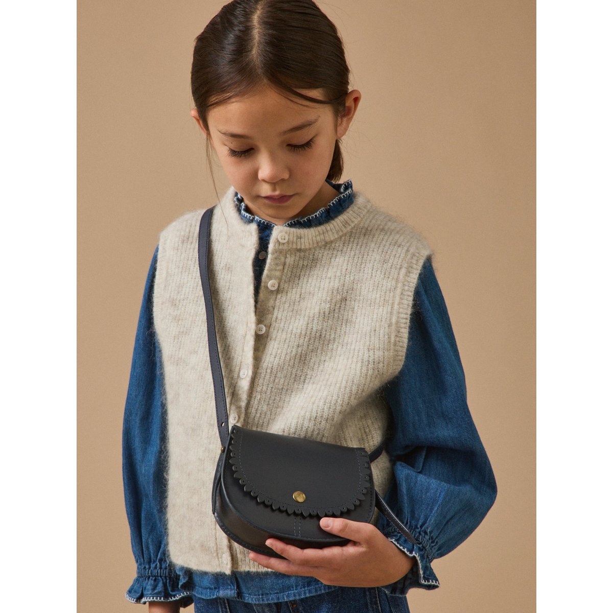 Sac écureuil en cuir marine, CYRILLUS