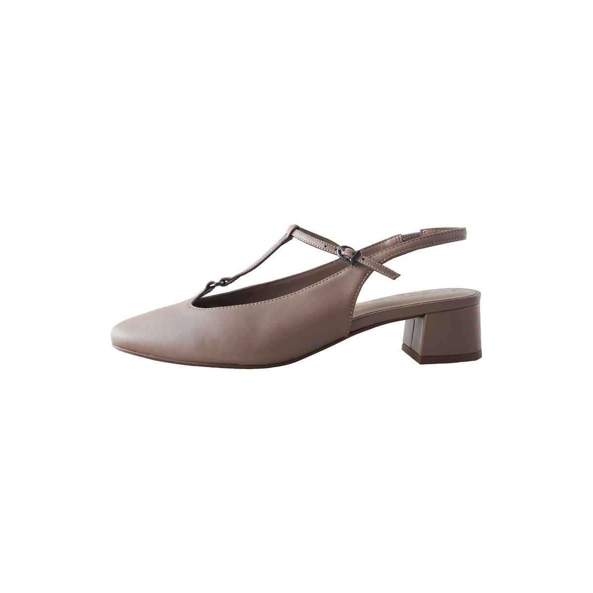 Chaussures en cuir à talon carré et bride marron, NEXT