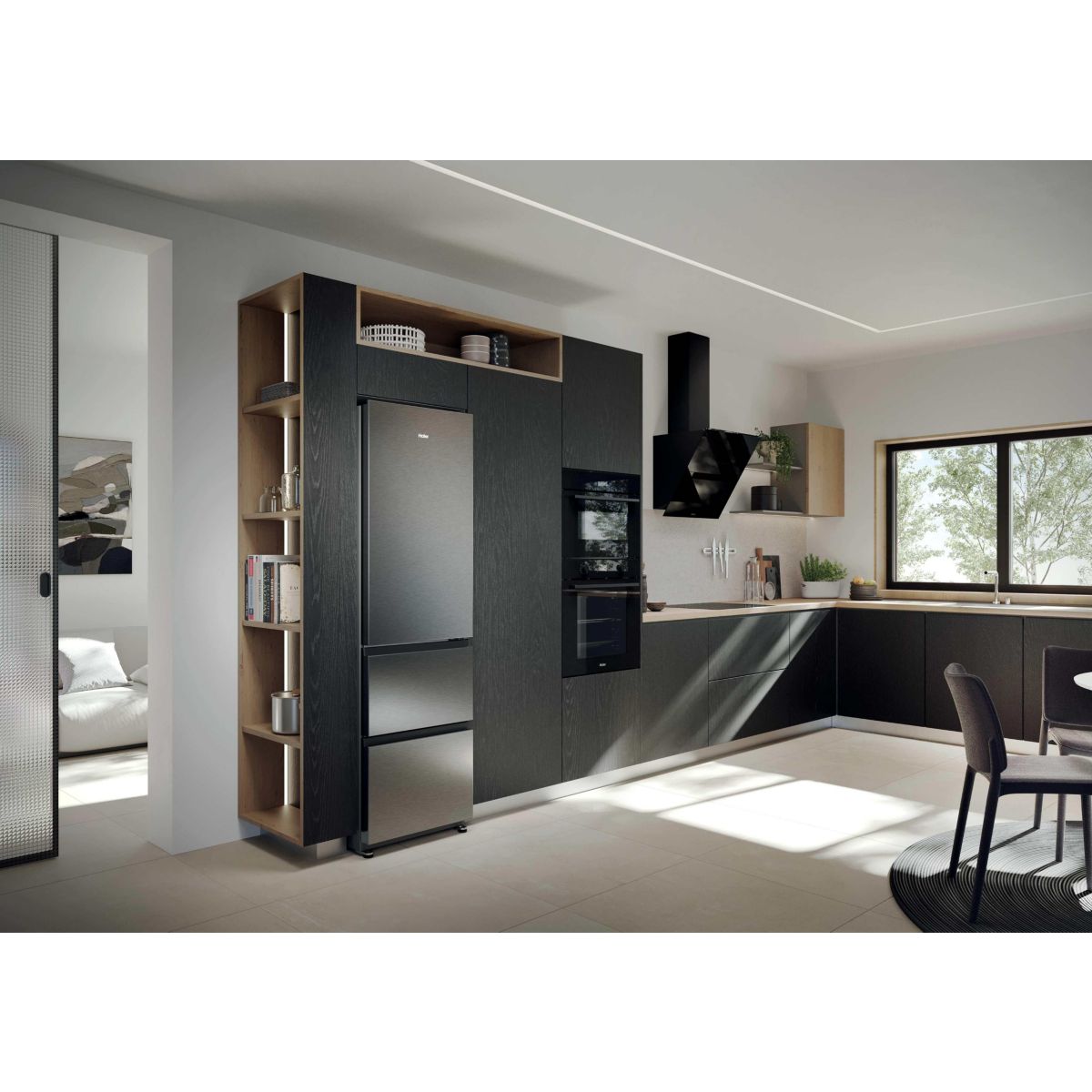 Réfrigérateur combiné HTR3518ENMX couleur unique, HAIER
