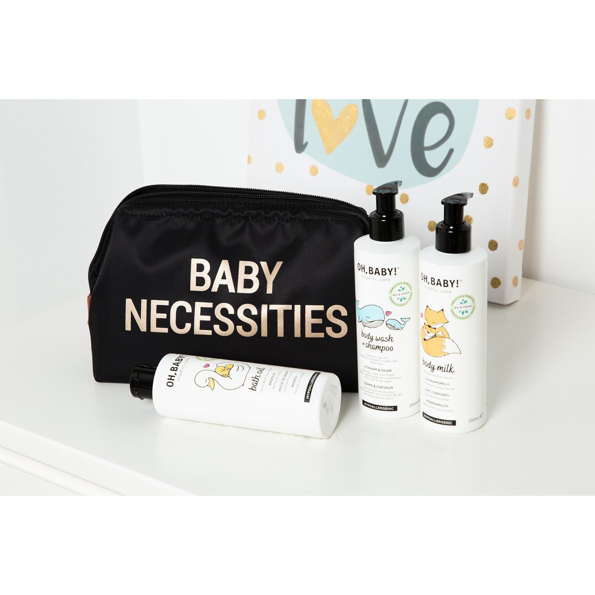 Trousse de toilette Baby necessities noir, beige, CHILDHOME