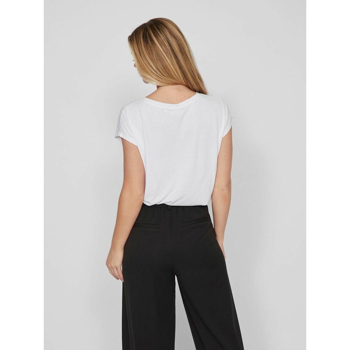 V-Neck T-Shirt with Short Sleeves white, VILA
