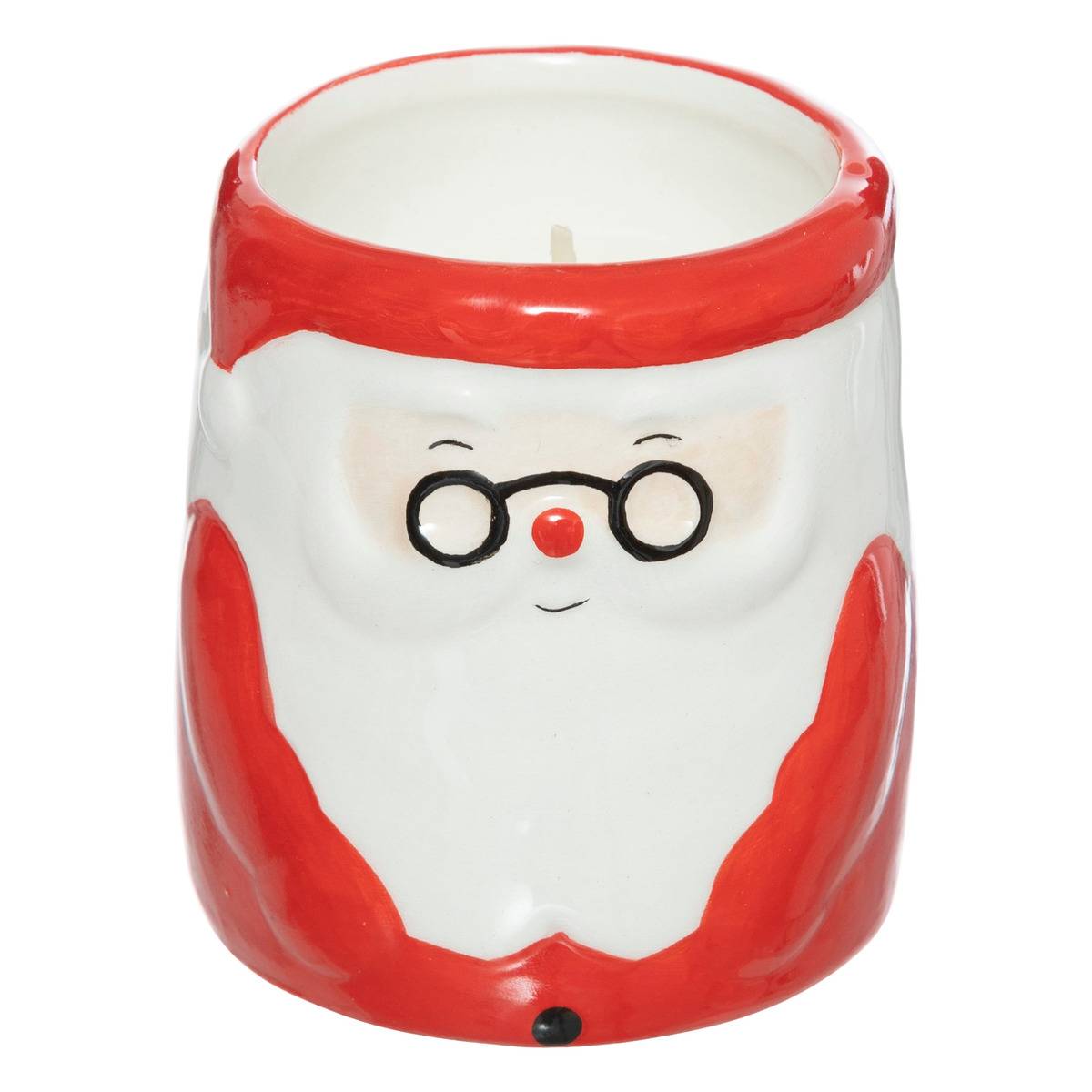 Bougie parfumée en céramique Père Noël et bonhomme de neige 130 g rouge, FEERIC LIGHTS & CHRISTMAS