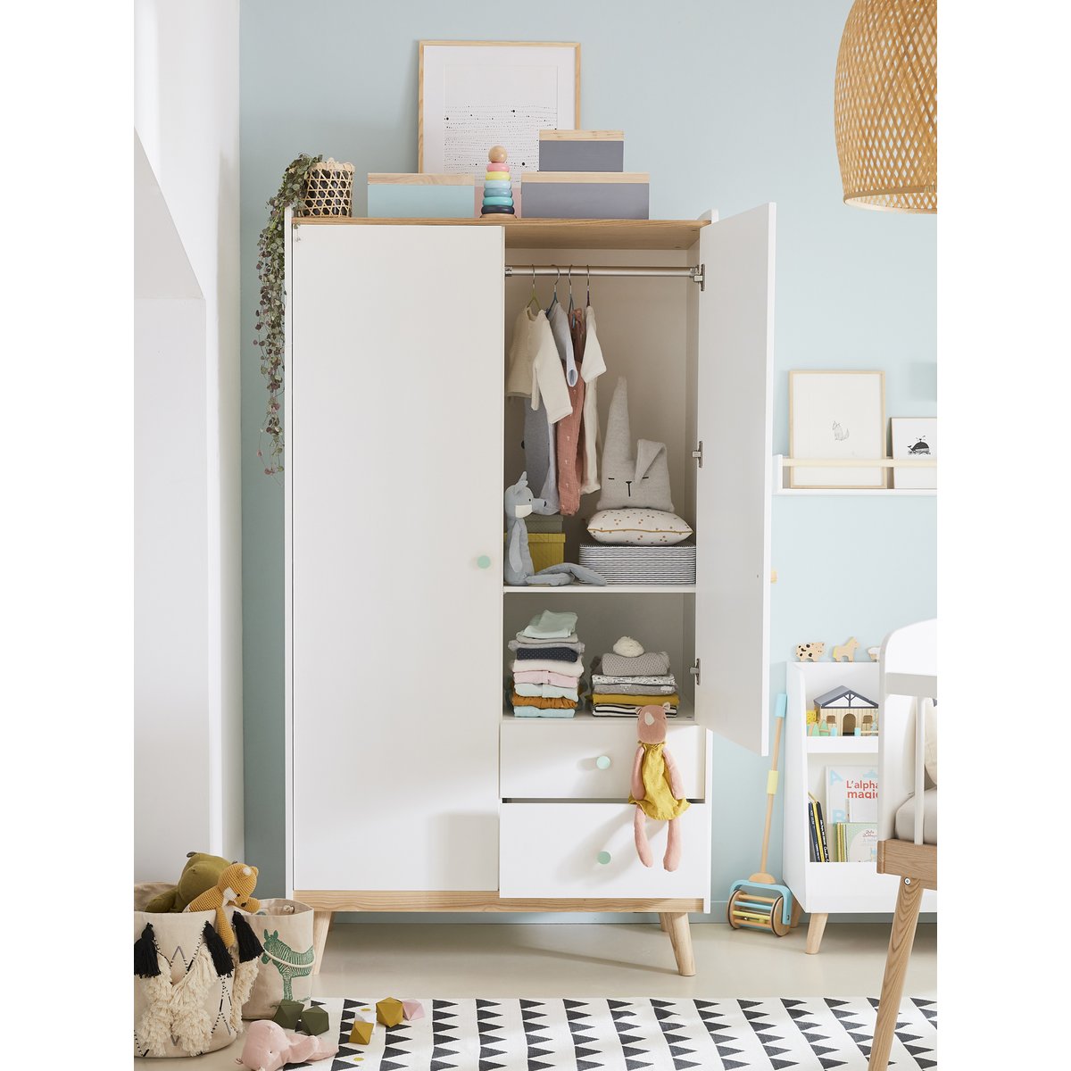 Armoire 2 portes LIGNE CONFETTI blanc, VERTBAUDET