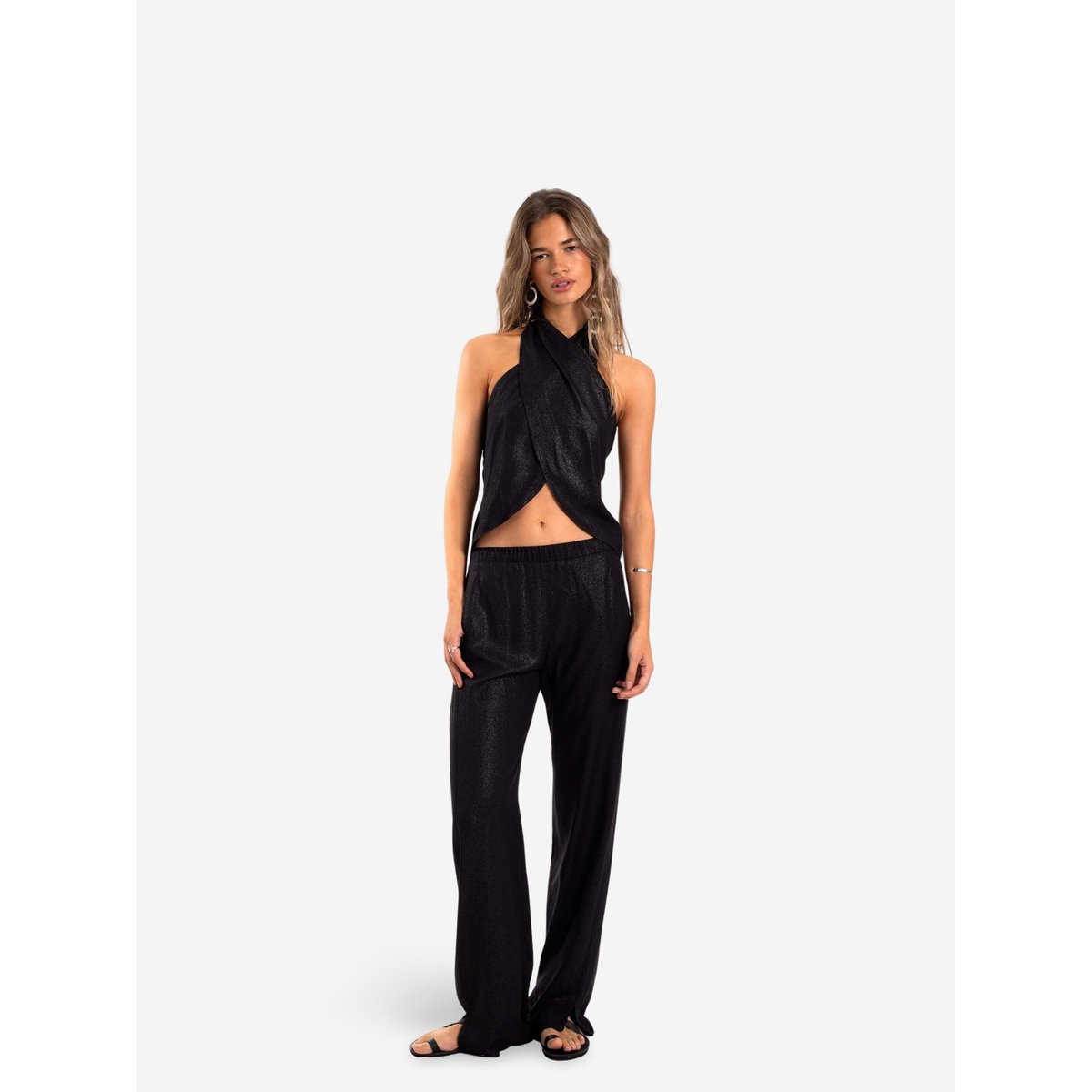 Pantalon long à paillettes SORRY I'M HERE noir, THE-ARE