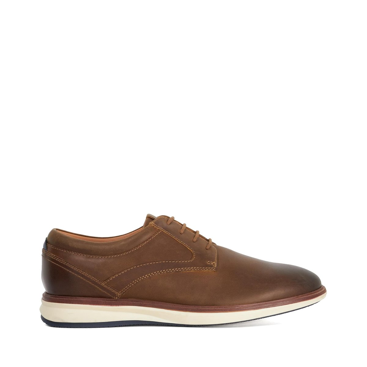 Baskets à lacets en cuir coupe large - BRYDON Wide Fit brown-leather, DUNE LONDON