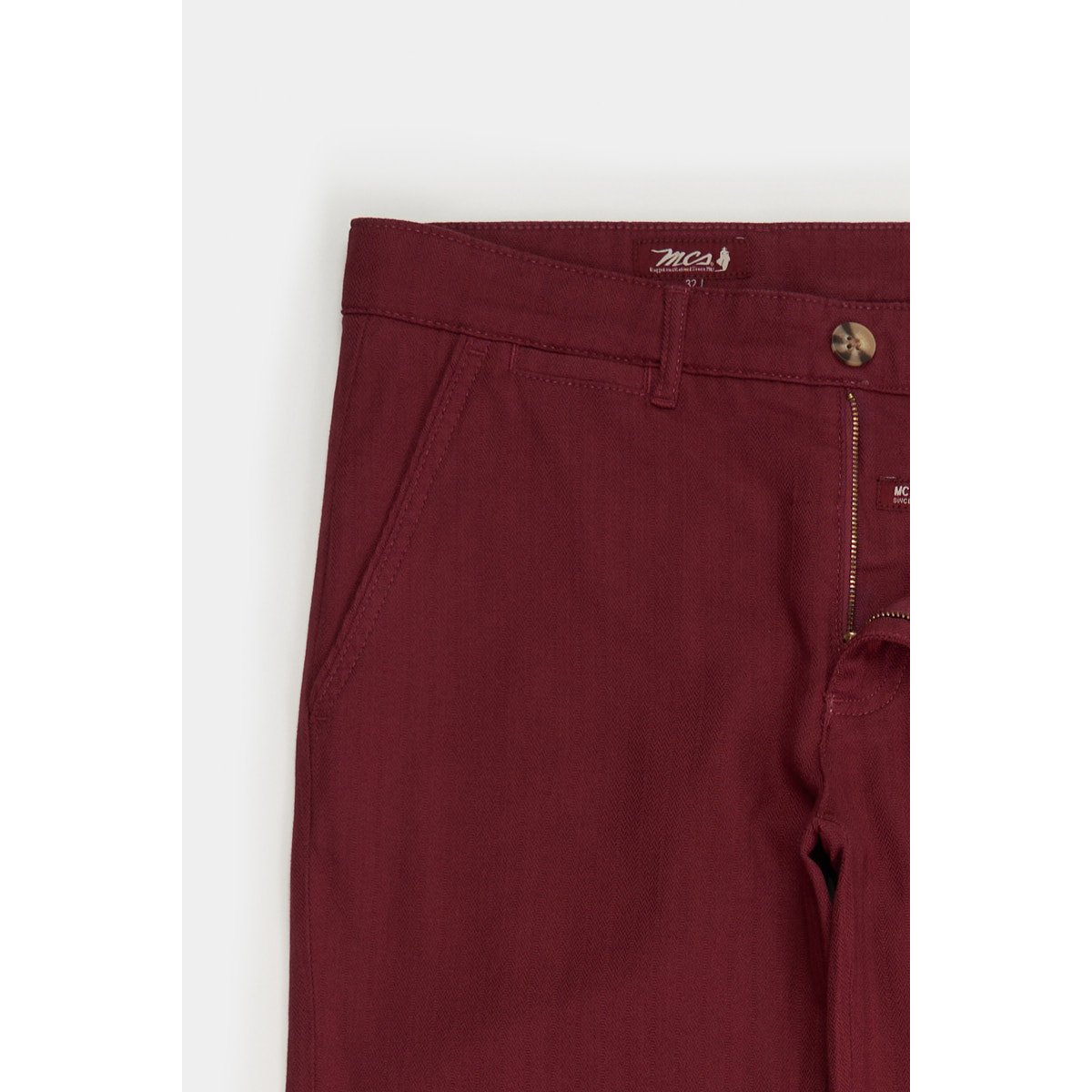 Chino slim armuré rouge lie de vin, MCS