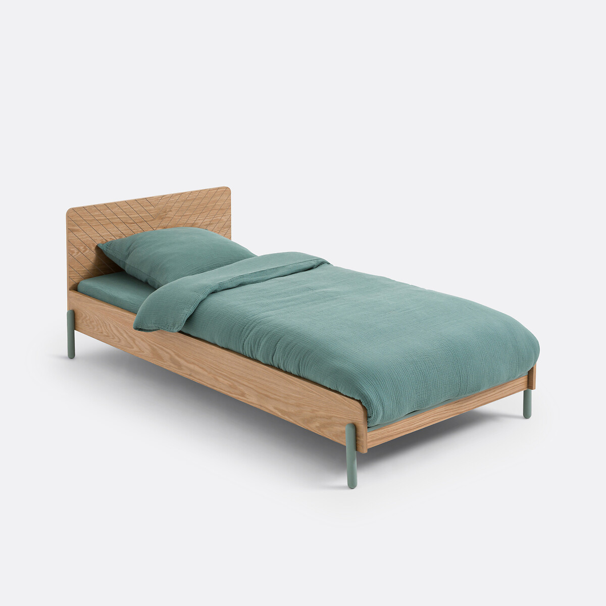 Croisille children s bed with headboard grey green La Redoute Interieurs La Redoute