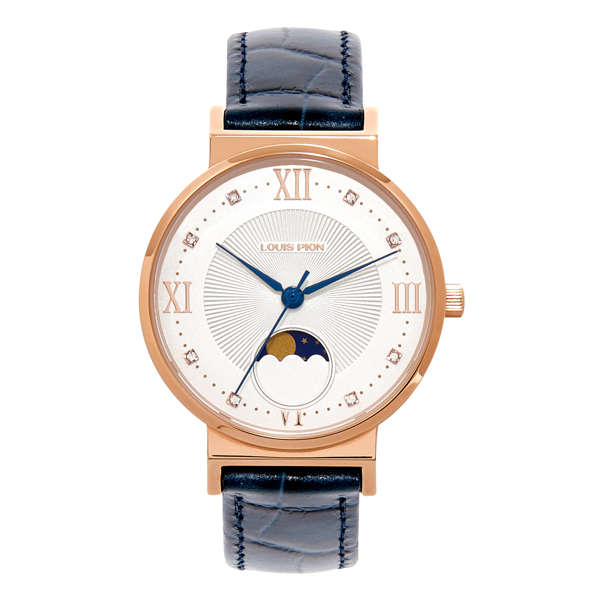 Montre Analogique AURORE doré rose blanc bleu foncé, LOUIS PION