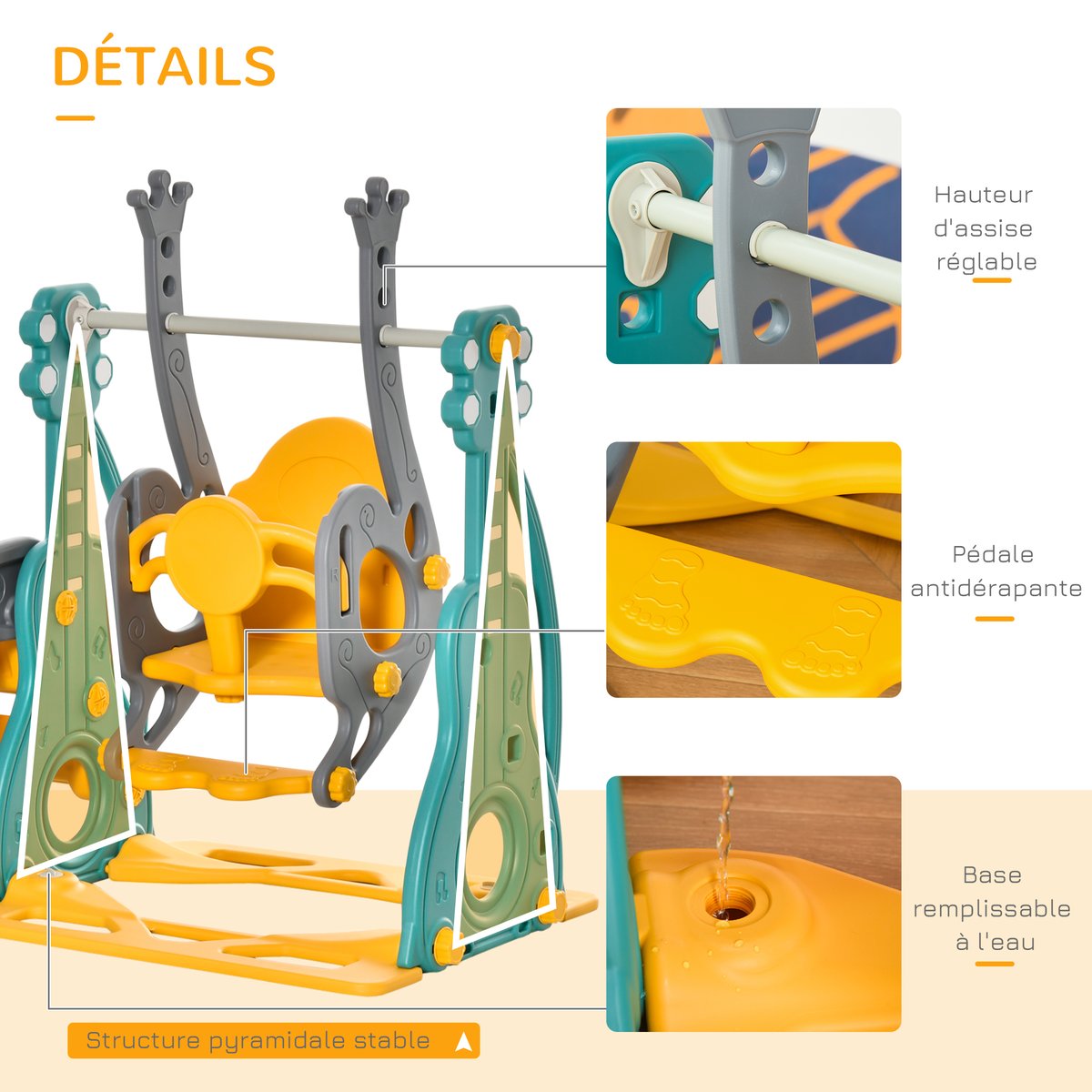 Combinaison balançoire-toboggan pour enfants bleu, HOMCOM