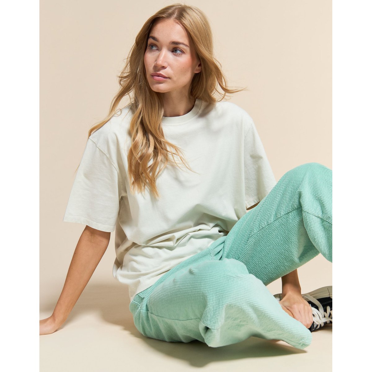 PANTALON JANE VELOURS MINT vert emeraude, PULLIN