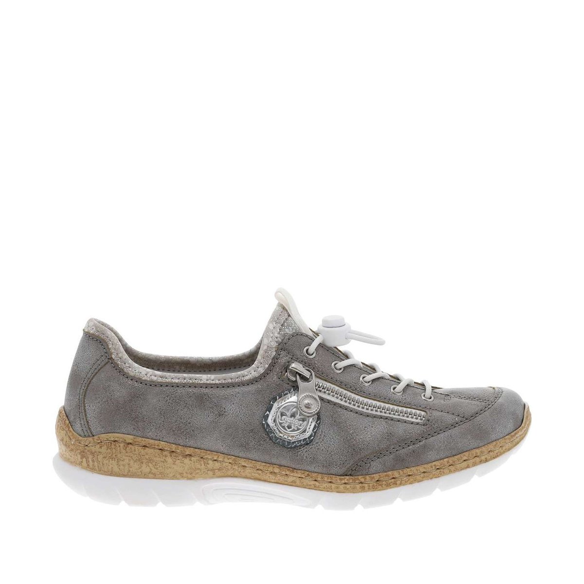 Sneakers platine à semelle blanche et à talon compensé bas avec slip-on platine, RIEKER