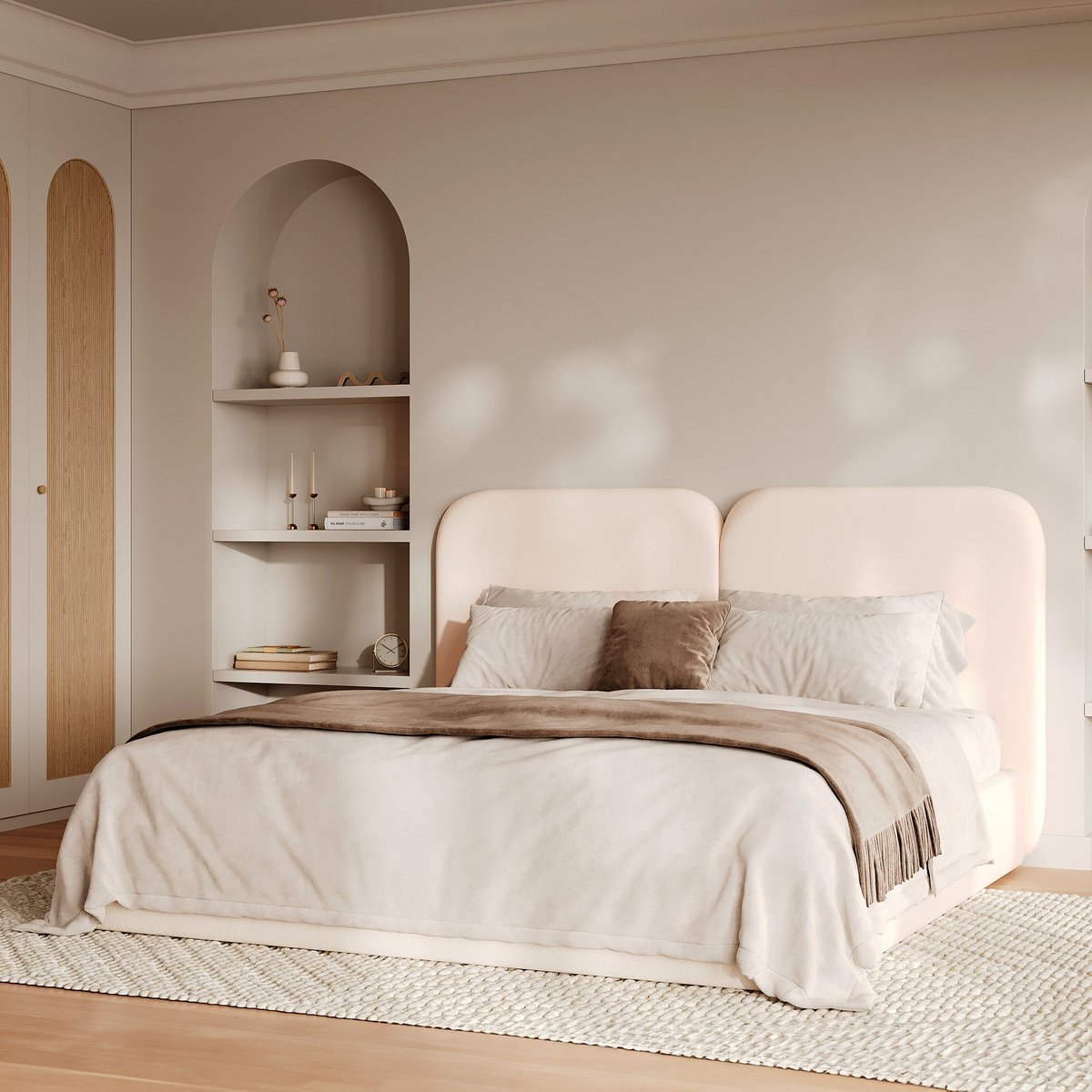 Tête de lit en tissu 160 cm - ETNA blanc, MAISON PAVANE