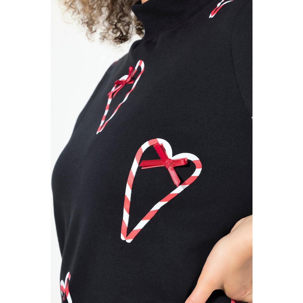Sweat-shirt classique à col montant noir, ULLA POPKEN