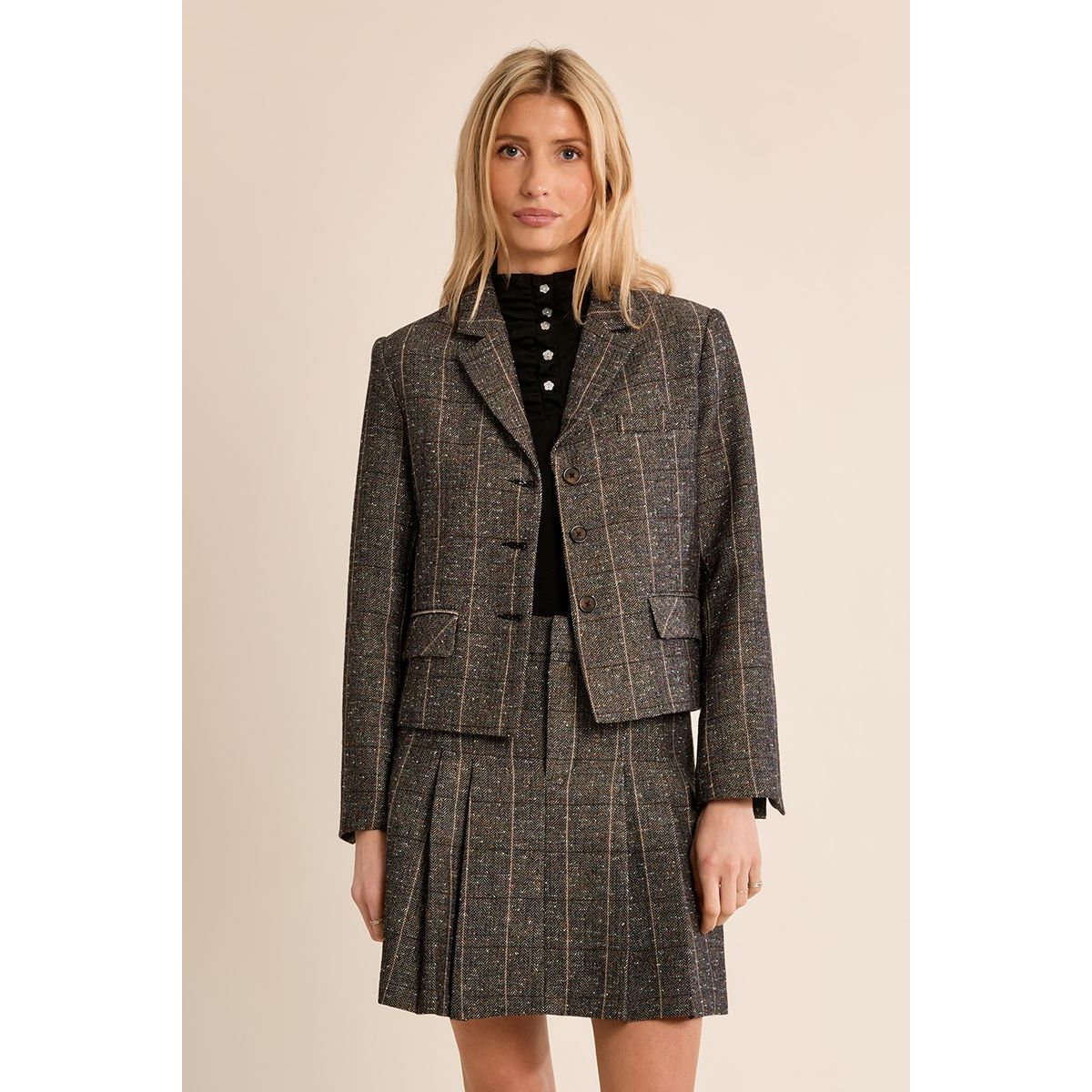 Blazer droit en lainage noir, MOLLY BRACKEN