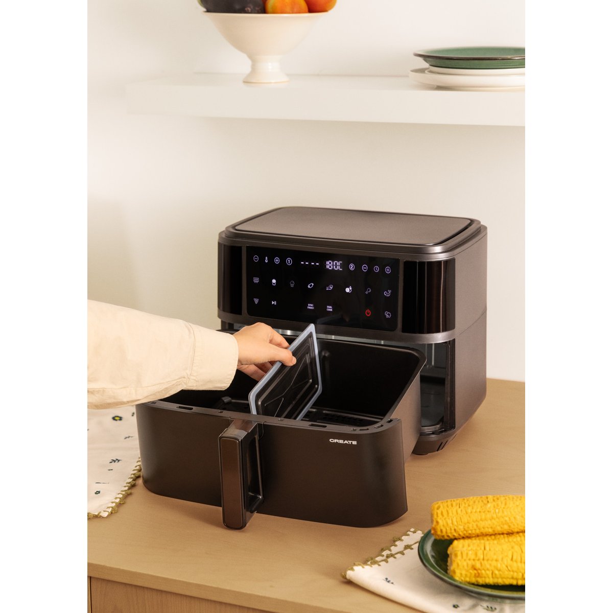 Friteuse à air 10 L avec séparateur AIR FRYER DUAL noir, CREATE