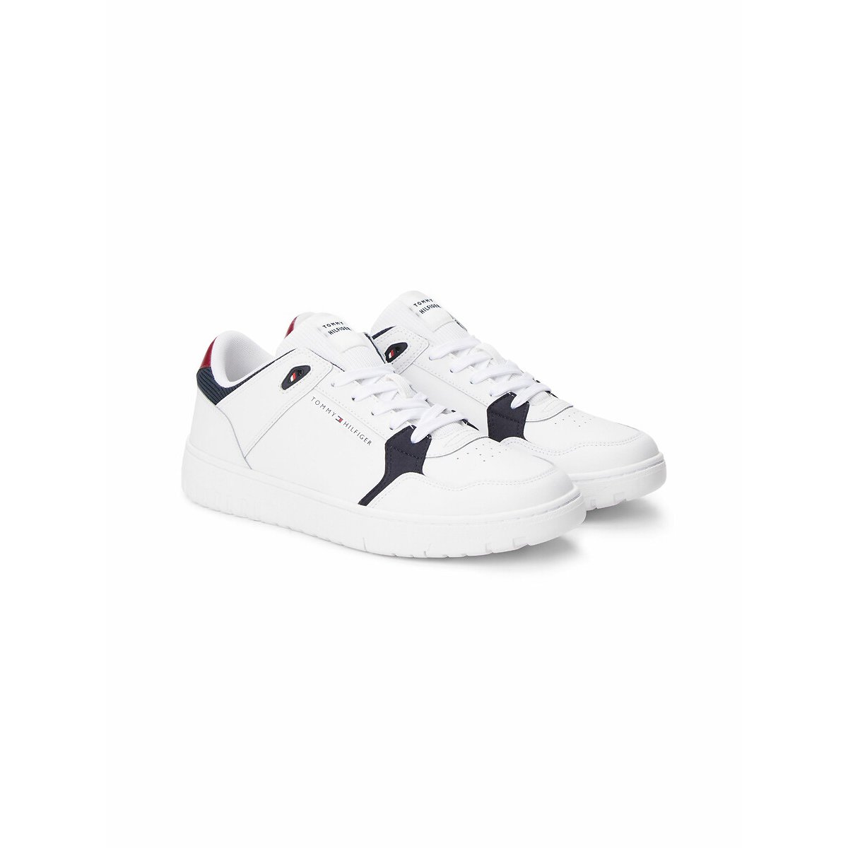 Baskets en cuir Core blanc/bleu marine, TOMMY HILFIGER