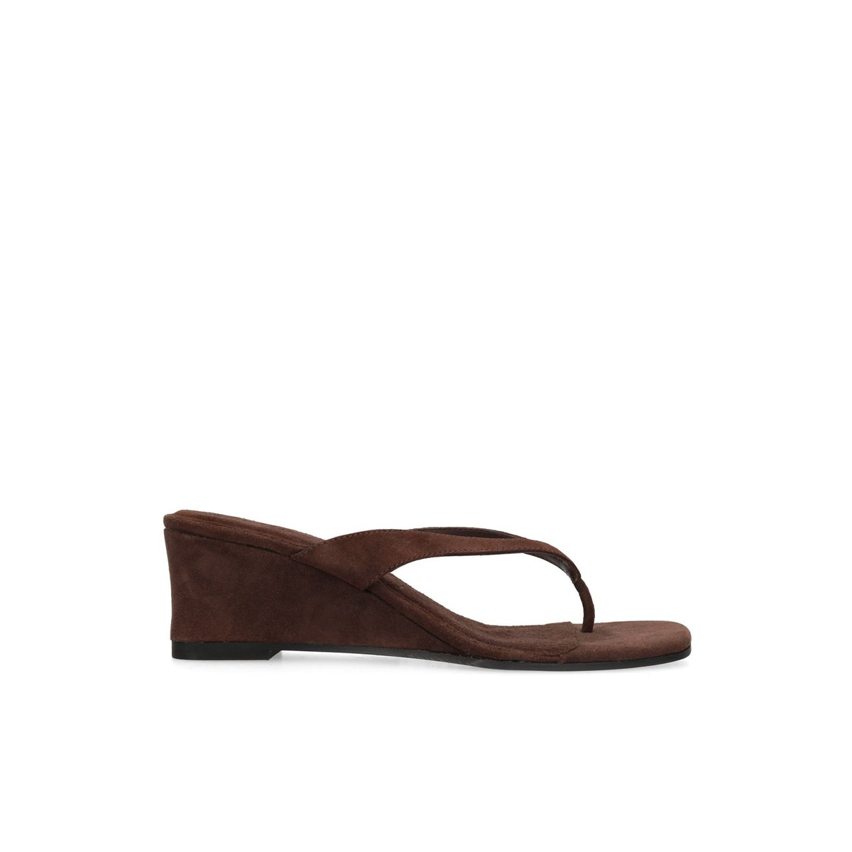 Mules à talon compensé en daim marron, SACHA