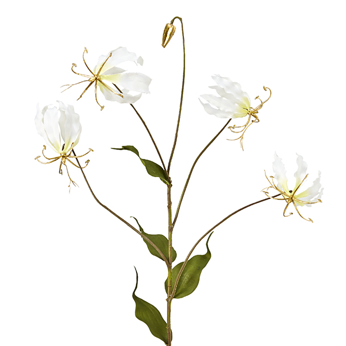 Tige de gloriosa pailletée artificielle H125 AMY blanc, SIA DECO