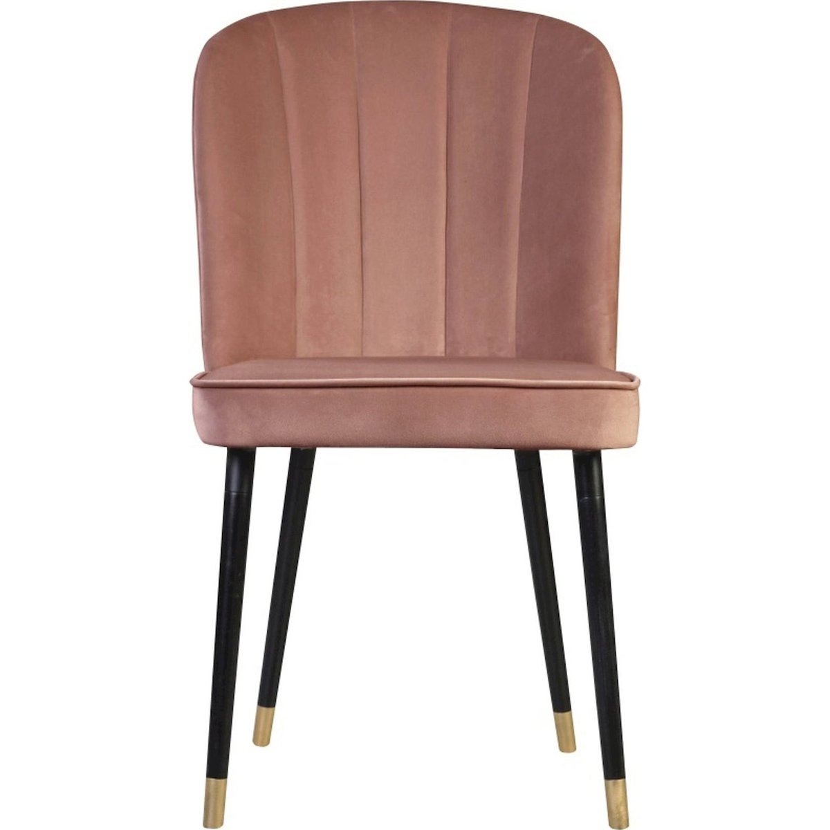 Chaise rembourrée collection GUAVRA en velours rose velours avec pieds noirs et embouts dorés, RECOLLECTION