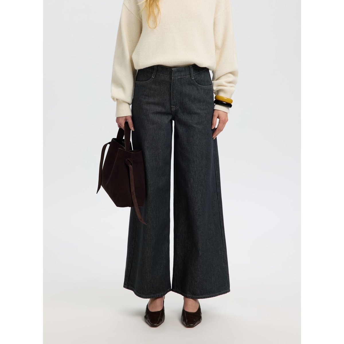 Jean Large gris - dark grey denim1, SELECTED