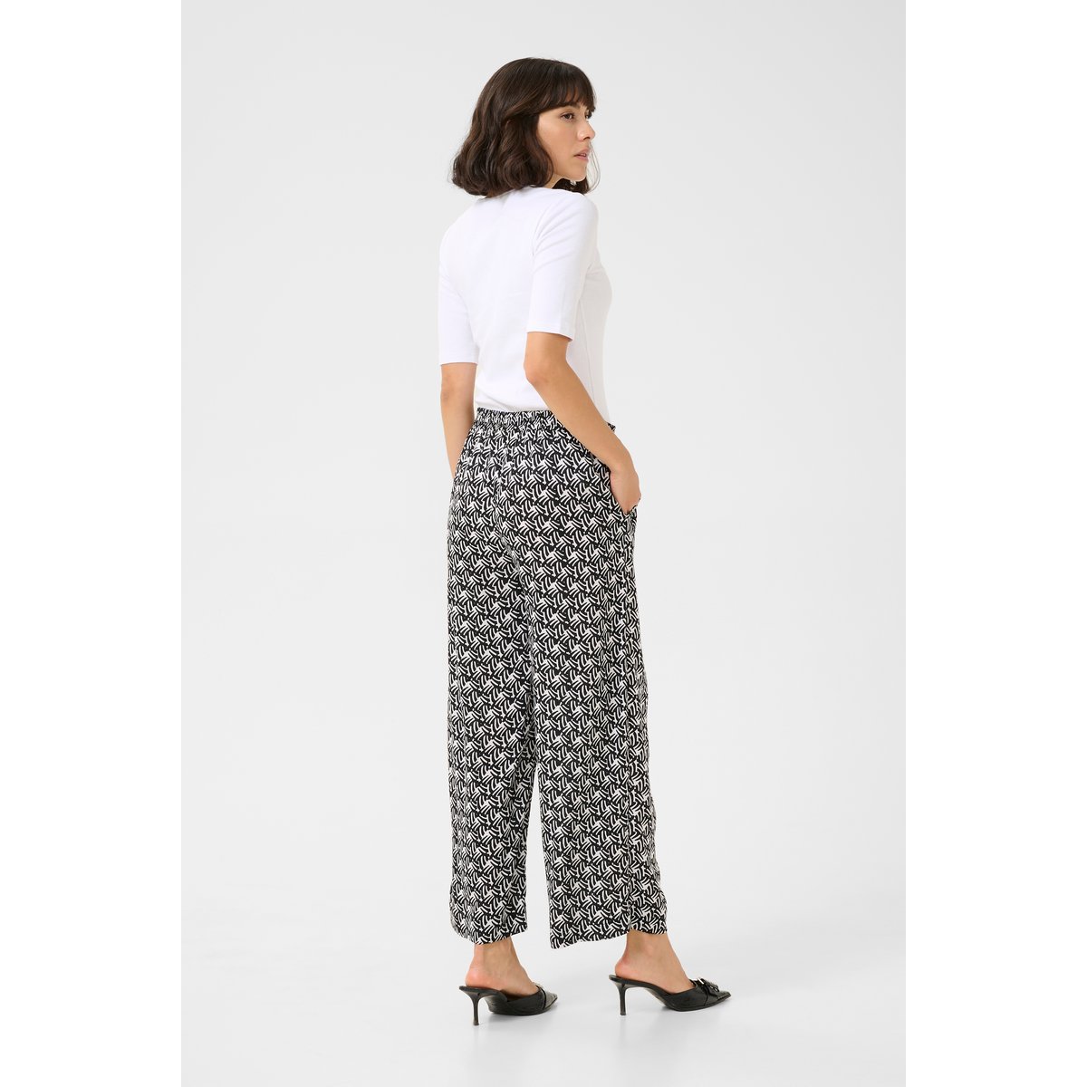 Casual pants imprimé black/moonstruck retro print, KAFFE