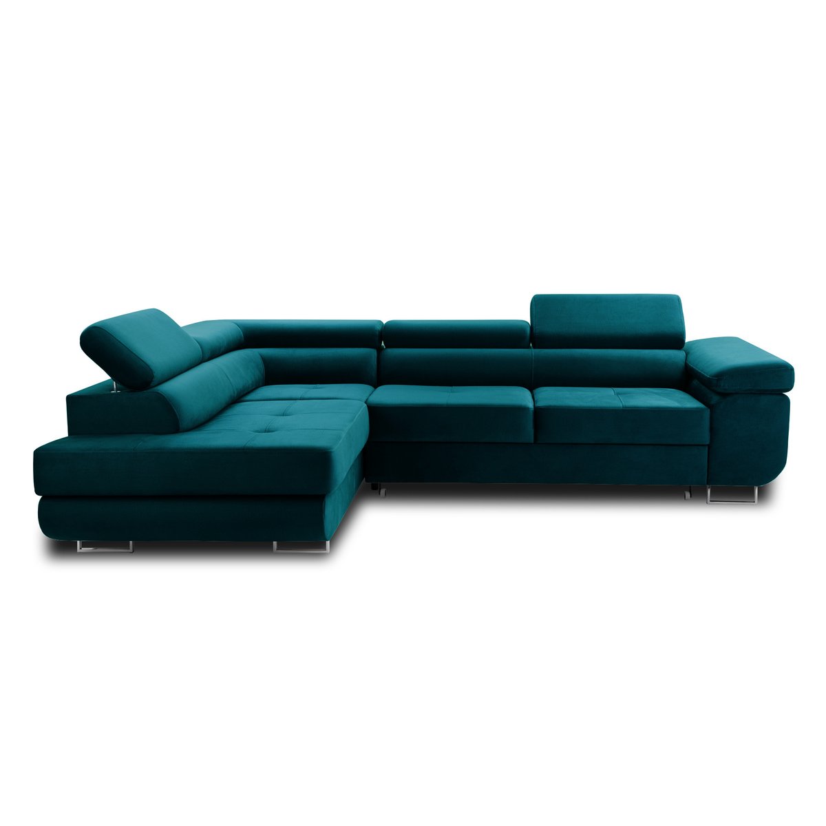 Canapé d'Angle Convertible 5 places - PABLO bleu canard, BEST MOBILIER